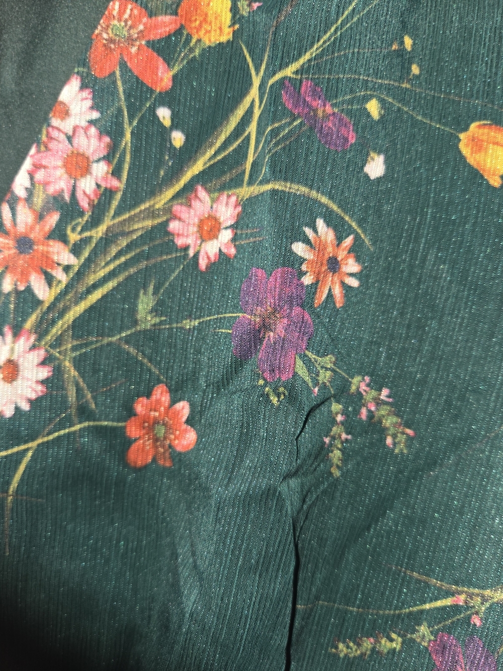 Cupshe Teal Floral Long-Sleeve Wrap Dress - Picture 5 of 7